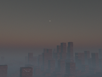 2dusk.png (797.86 KiB) 99045 mal betrachtet Sonnenuntergang um ca. 20 Uhr. Der schwache Schein der untergehenden Sonne im Smog färbt die Fassaden noch schwach rot. Der Mond ist aufgegangen und die ersten elektrischen Lichter werden sichtbar.<br />Edit: Ist ein bisschen dunkel geworden, ich hätte länger belichten sollen … schade.